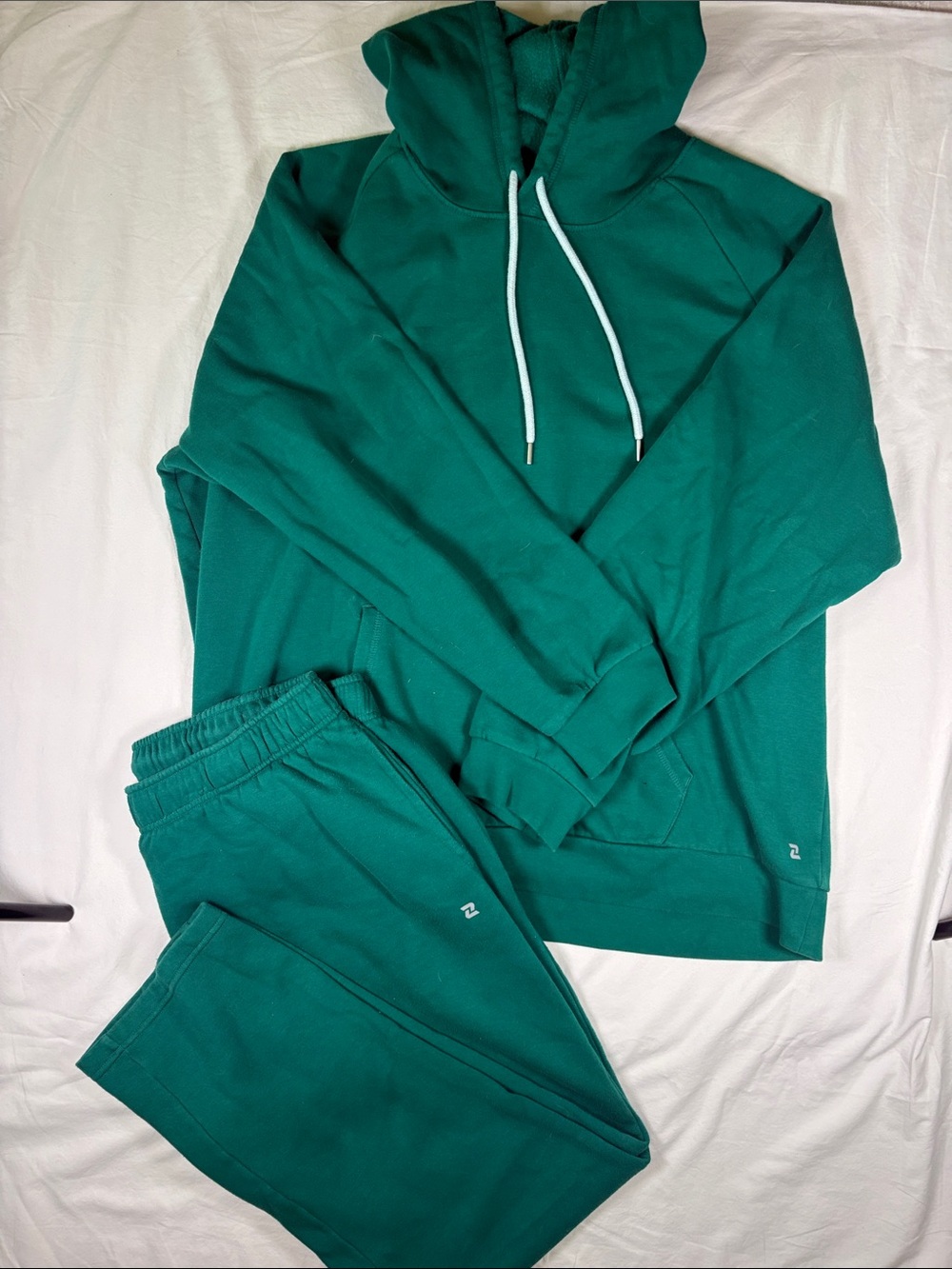 ZELOS Teal Pullover Hoodie with White Drawcords